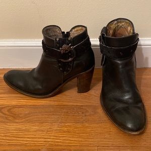 Siren Heeled Black Leather Booties